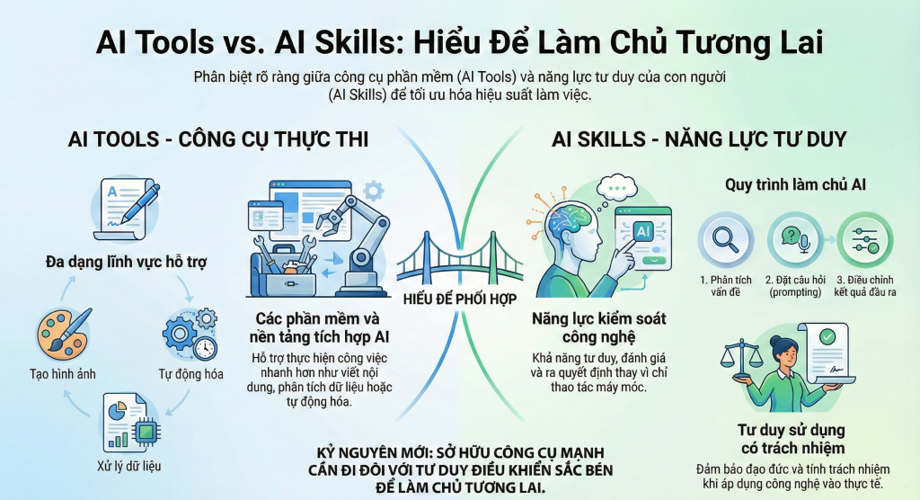 AI Skills với AI Tools: 70% người mới chọn sai thứ cần học