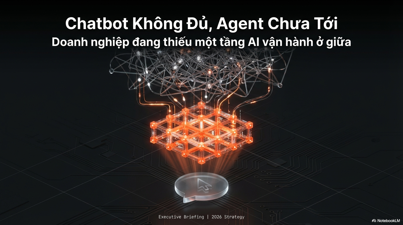Ma trận so sánh Chatbot, Cognitive Workflow và Autonomous Agent trong doanh nghiệp.